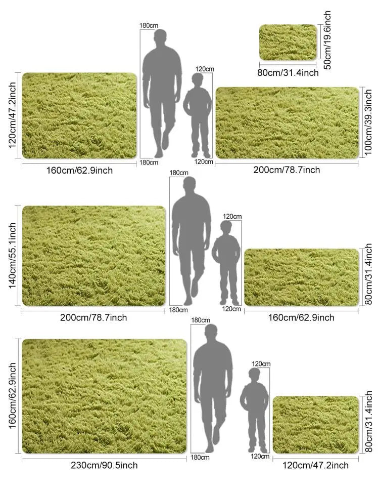 Fluffy Grass Green Rug
