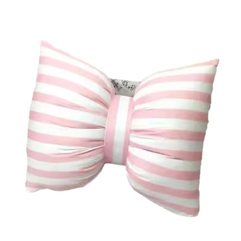 Pink Striped Bow Cushion