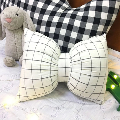 Pink Striped Bow Cushion