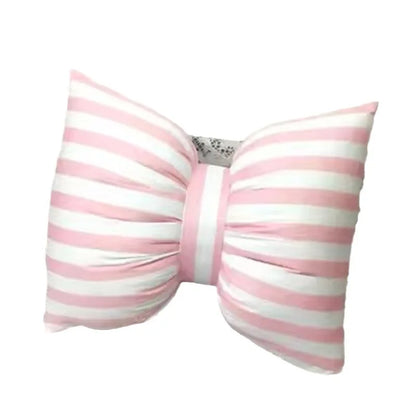 Pink Striped Bow Cushion
